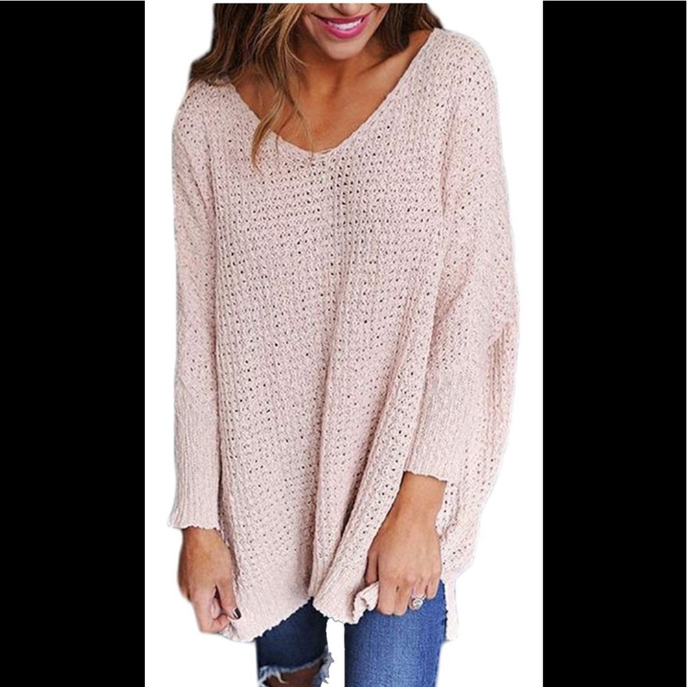Women’s loose v-neck pullover knitted sweater